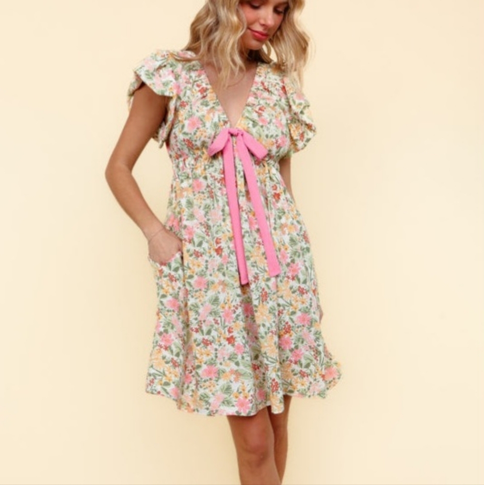 Claudia Babydoll Floral Woven Dress